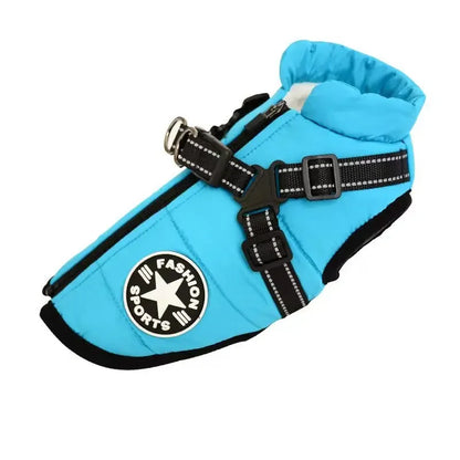 Large Pet Dog Jacket with Harness – Winter Warm Waterproof Coat for Big Dogs & Small Breeds