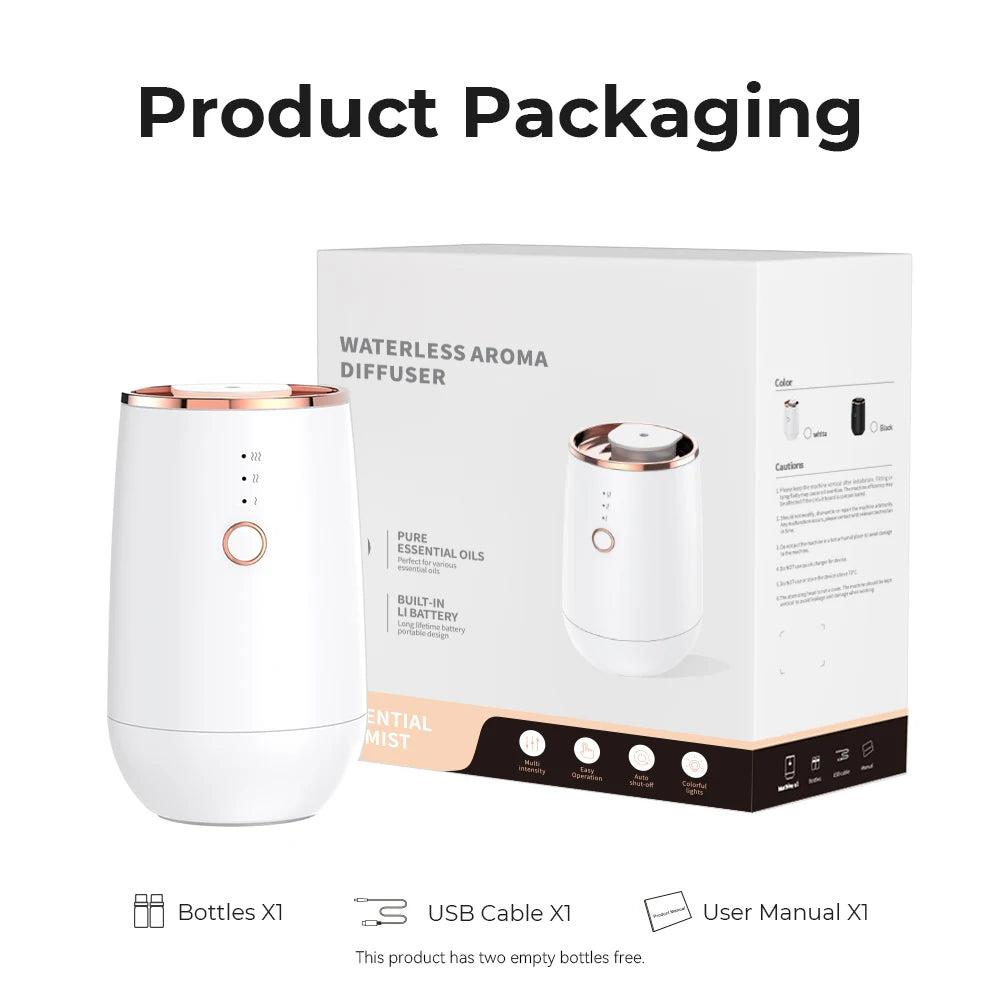 Mini Car Waterless Essential Oils Diffuser, Aromatherapy & Air Freshener