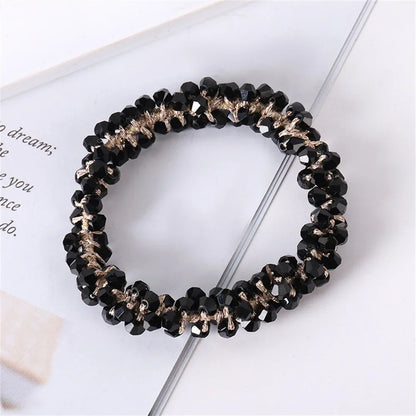 Crystal Pearls Hair Rope Handmade Elastic Beaded Ponytail Holder for Women & Girls Hair Accessories