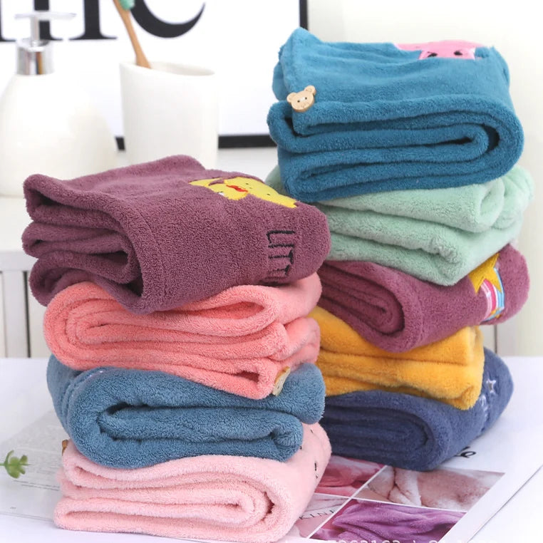 Embroidery Style Hair Drying Cap - Coral Fleece Thickened Towel, Quick Drying Shower Cap for Women