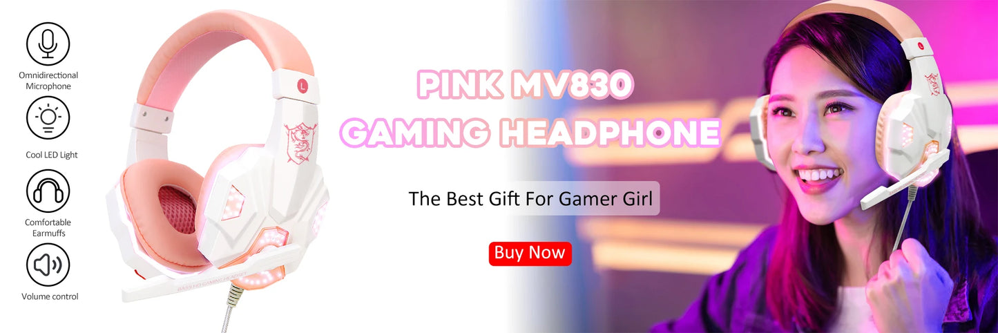 Professional LED Light Wired Gaming Headphones with Microphone, Bass Stereo PC/PS4/PS5/Xbox Gaming Headset