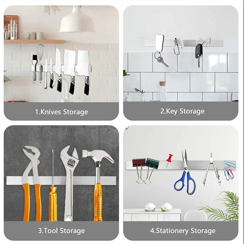 Stainless Steel Magnetic Knife Holder Wall Mount Kitchen Storage Organizer
