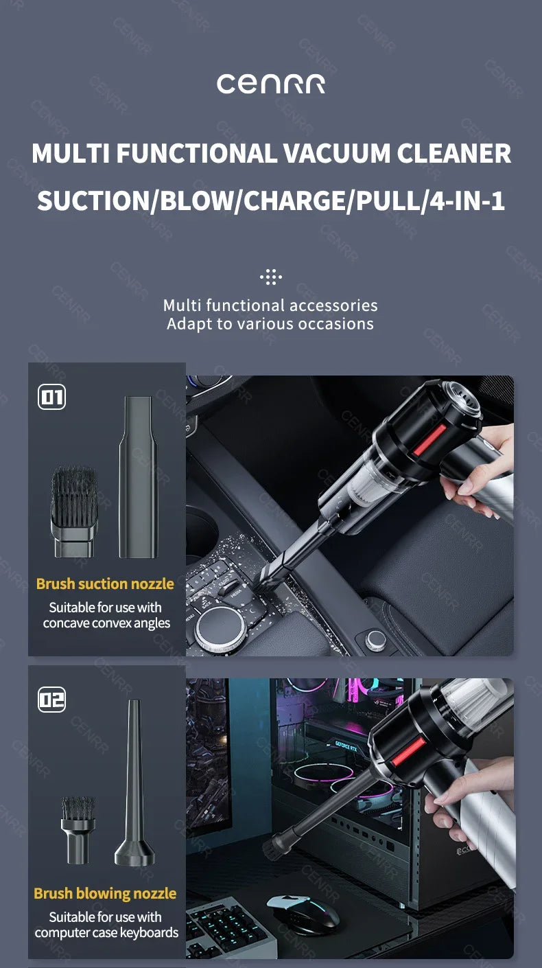CENRR 998000PA Car Vacuum Cleaner, Powerful Handheld Wireless Blower for Home & Car