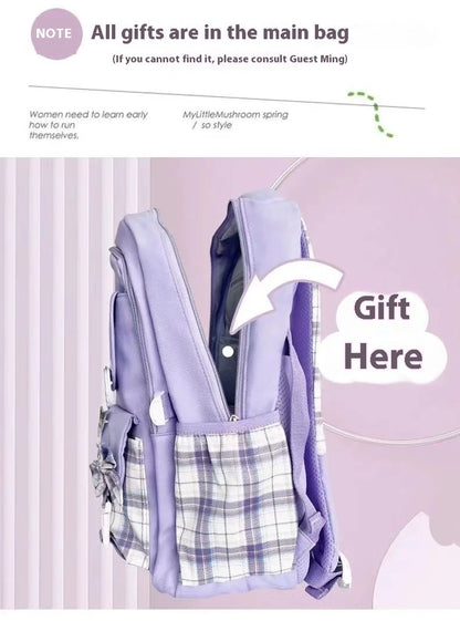 Yuguigou Kulomi Large Capacity Backpack for Elementary Girls - Spine Protection Design