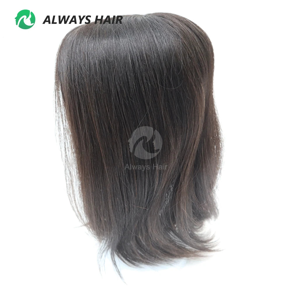 Alwayshair 14"-16" Straight Human Hair Clip-in Topper for Women 120% Density