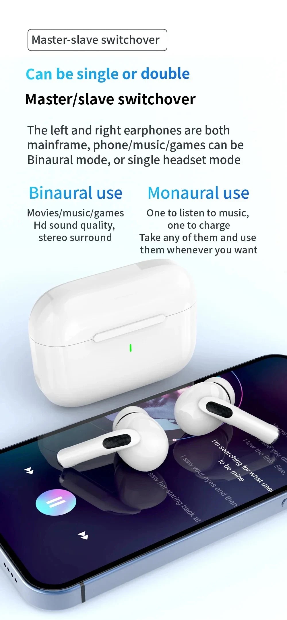 Tideboom W01 TWS Max Wireless Bluetooth Earbuds - Noise Cancelling for iPhone & Android