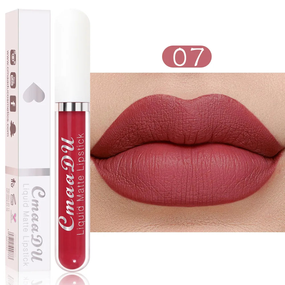 18-Color Long-Lasting Velvet Matte Liquid Lipstick Waterproof Non-Stick Cup