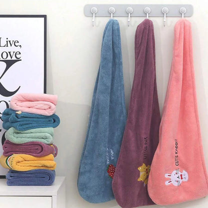 Embroidery Style Hair Drying Cap - Coral Fleece Thickened Towel, Quick Drying Shower Cap for Women