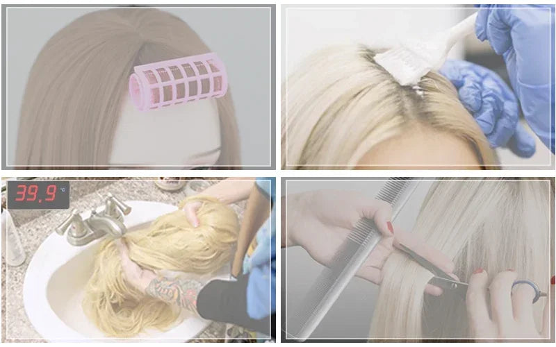 Straight Layered Blonde Wig with Neat Bangs - High Density Synthetic Hair for Women