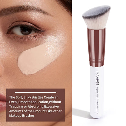 MAANGE 2PCS Flat Angled Kabuki Foundation Brush Set - Soft Bristles for Liquid & Powder Makeup