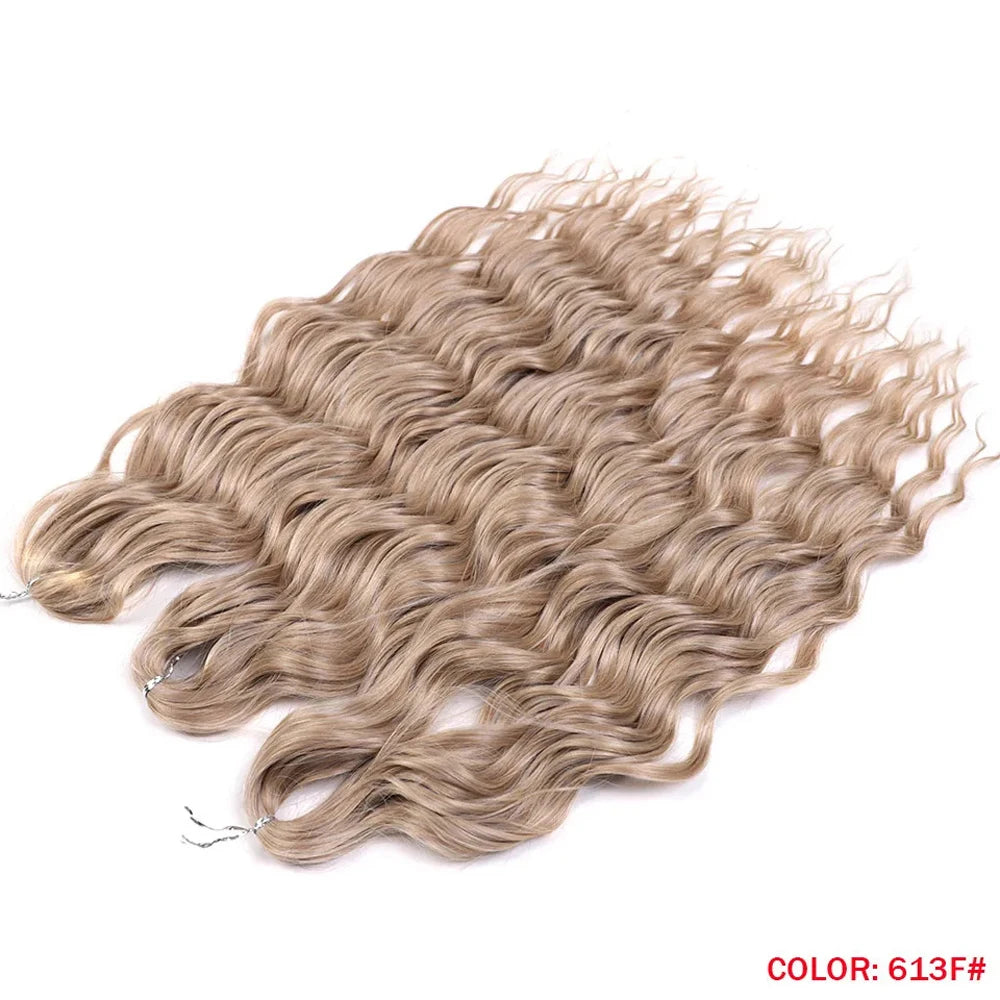 Anna Synthetic 24" Loose Deep Wave Braiding Hair Extensions - Dark Brown Water Wave Crochet Curly Hair