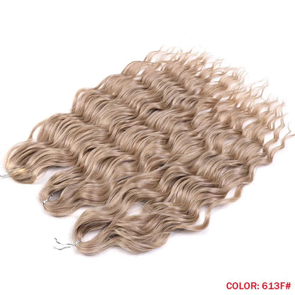 Anna Synthetic 24" Loose Deep Wave Braiding Hair Extensions - Dark Brown Water Wave Crochet Curly Hair