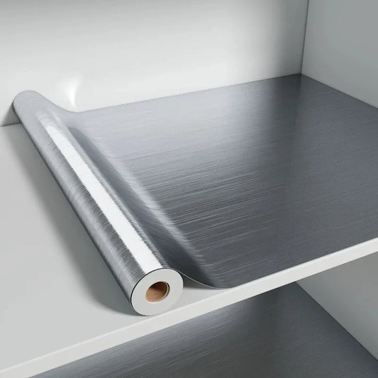 PVC Stainless Steel Removable Wallpaper - Waterproof, Oil-Proof Vinyl Sticker for Kitchen & Appliances