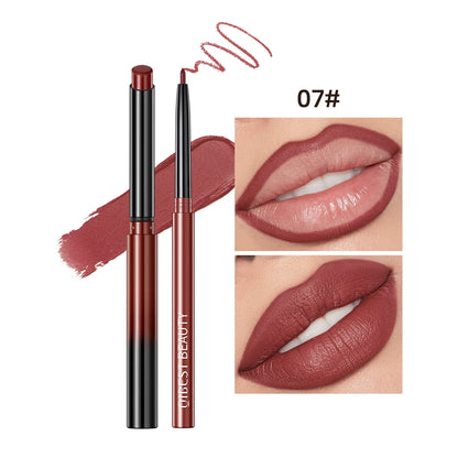QIBEST 2PC Matte Velvet Lipstick & Lipliner Set - Long Lasting Red Lip Contour Pencil
