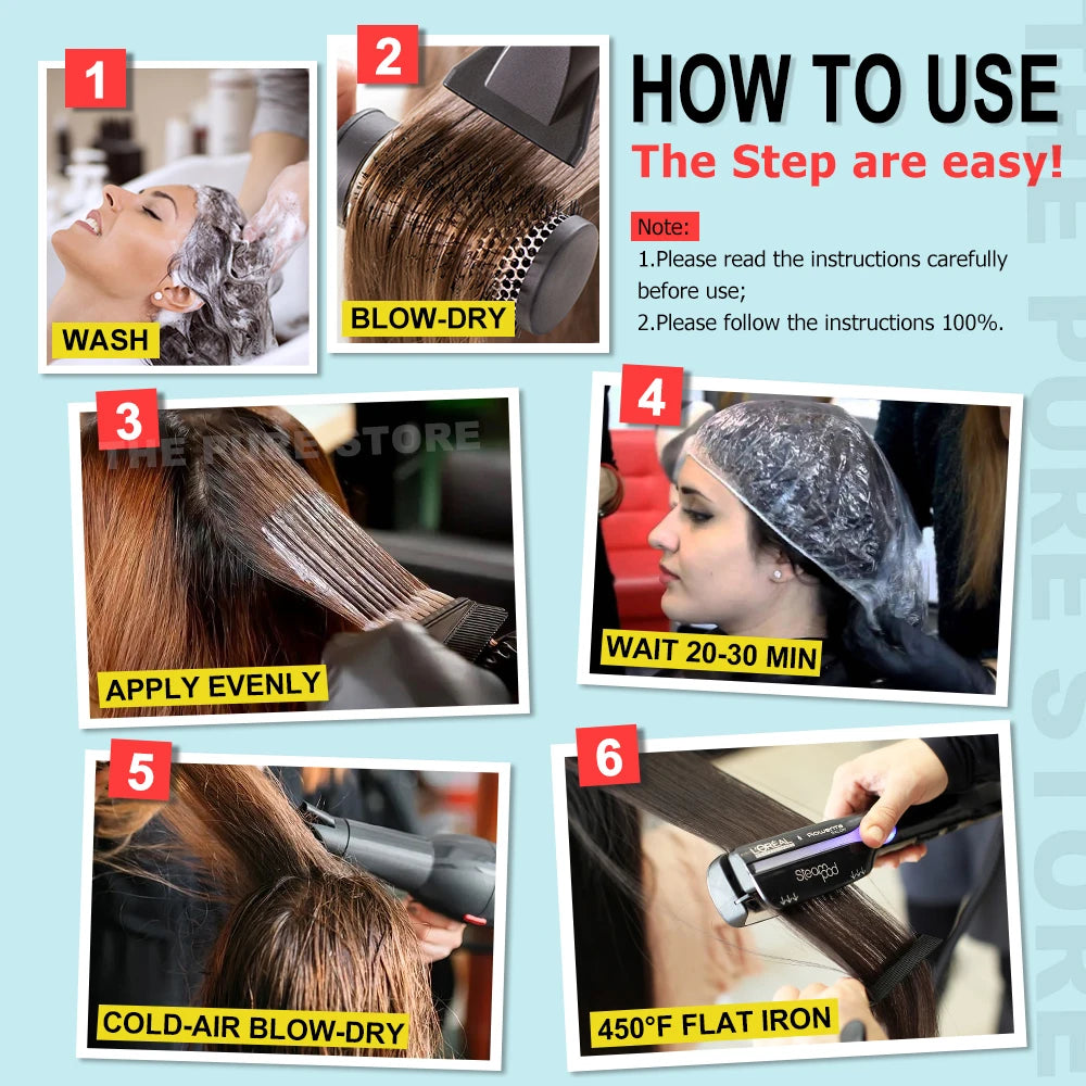 PURC 1000ml Keratin Hair Straightening & Smoothing Treatment for Curly, Frizzy Hair Professional Brazilian Keratin Care