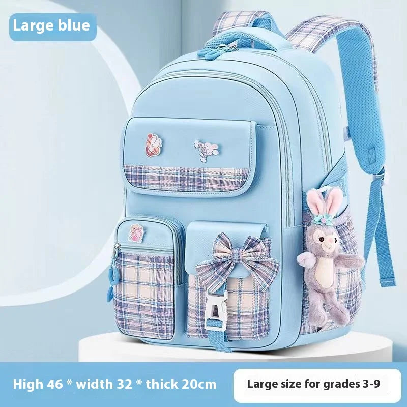 Yuguigou Kulomi Large Capacity Backpack for Elementary Girls - Spine Protection Design
