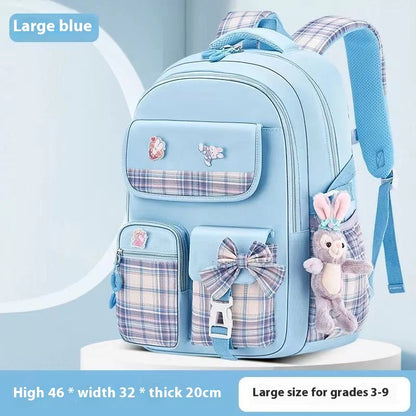 Yuguigou Kulomi Large Capacity Backpack for Elementary Girls - Spine Protection Design