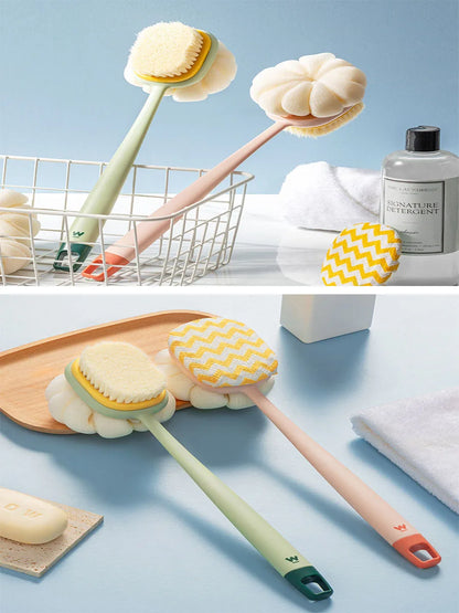 Loofah Back Scrubber Long Handle Body Brush with Soft Mesh Sponge for Exfoliating Massage
