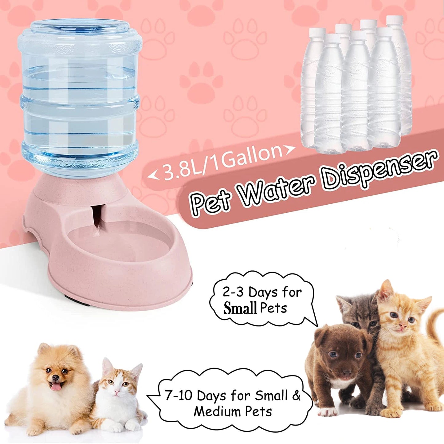Automatic Pet Water Dispenser & Feeder - Large Capacity for Dogs & Cats