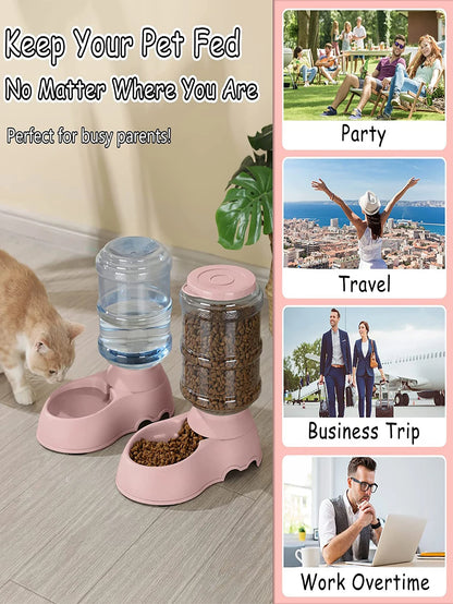 Automatic Pet Water Dispenser & Feeder - Large Capacity for Dogs & Cats