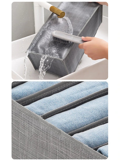 9-Panel Pants Storage Box - Jeans Compartment Organizer, Layered Design for Home Wardrobe