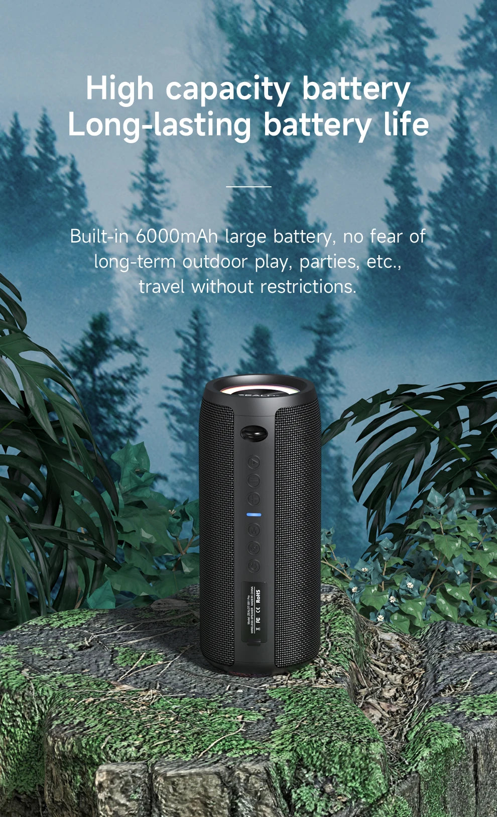 ZEALOT-S51Pro 40W High-Power Bluetooth Speaker, 3D Stereo Bass, Portable, IPX5 Waterproof, TWS Boom Box