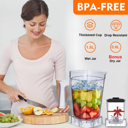 BioloMix Mini Pro 1800W Smoothie Blender with 1.8L & 0.6L Jars, BPA Free