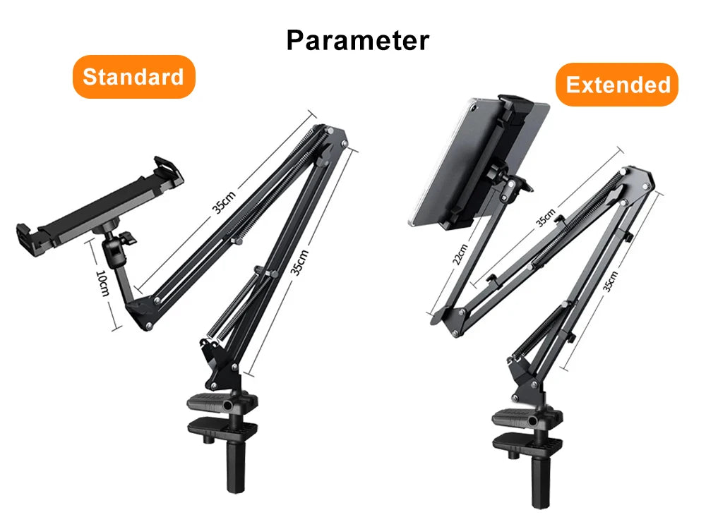 Tablet Stand Holder for Bed - Adjustable Rotatable Long Arm Mount for 4-12.9" iPad Pro, Samsung Tab, Xiaomi Pad