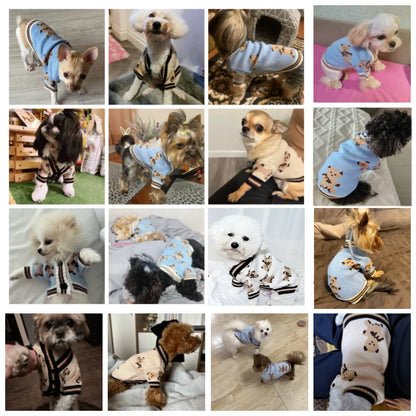 Luxury Striped Cardigan Sweater for Dogs – Warm Coat for Chihuahua, Bichon Frise & Puppies