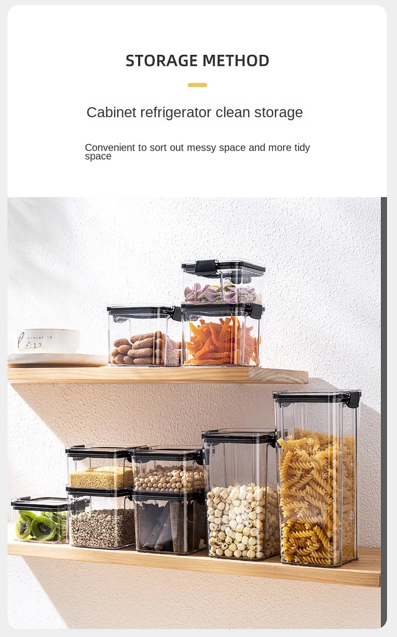 Sealed Plastic Storage Jars Set, Moisture-Proof Grain & Seasoning Organizer for Kitchen