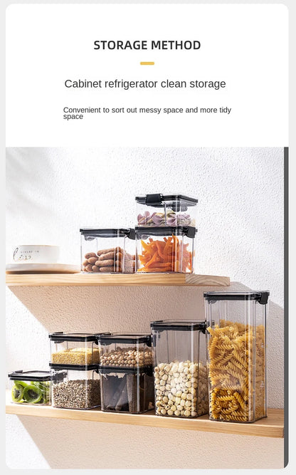 Sealed Plastic Storage Jars Set, Moisture-Proof Grain & Seasoning Organizer for Kitchen