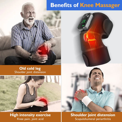 3 in 1 Shoulder Knee Elbow Heated Vibration Knee Massager Pad for Joint Pain Relief Health Care Shoulder Arthritis Support Belt