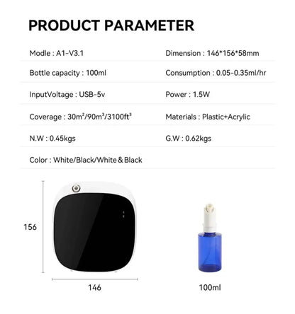 Smart Fragrance Oil Diffuser, App-Controlled, 100ML Battery Operated Air Freshener for Home & Office