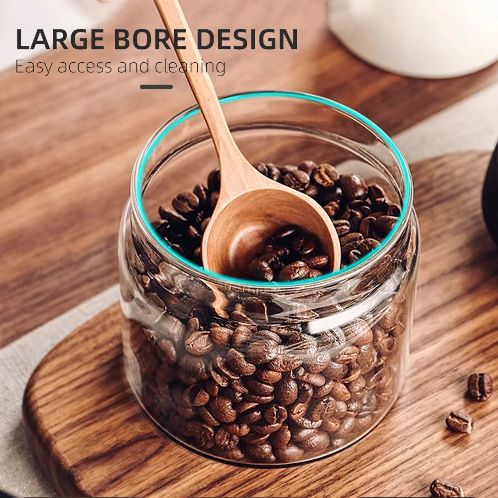 Vacuum Sealed Coffee Bean Storage Jar - Glass Food & Tea Fresh Storage Bottle for Kitchen