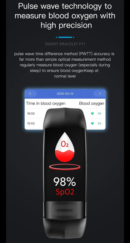 P11 Plus Smart Bracelet, EKG Smartwatch, Waterproof Activity Tracker, Heart Rate Monitor, Fitness Band for Men