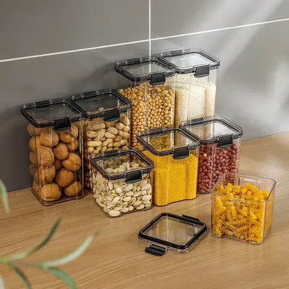 Stackable Plastic Food Storage Containers Set 460-1800ml for Grains, Tea & Snacks