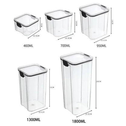 Stackable Plastic Food Storage Containers Set 460-1800ml for Grains, Tea & Snacks