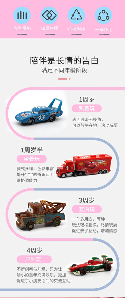 Disney Pixar Cars 3 Metal Diecast Lightning McQueen Mater Champion Car Model Toy Gift Set Jackson Uncle Truck Boy Birthday
