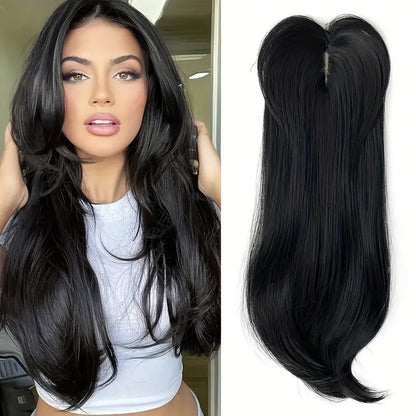 Elegant 22" Straight Synthetic Wig Block for Women - Light Brown to Black