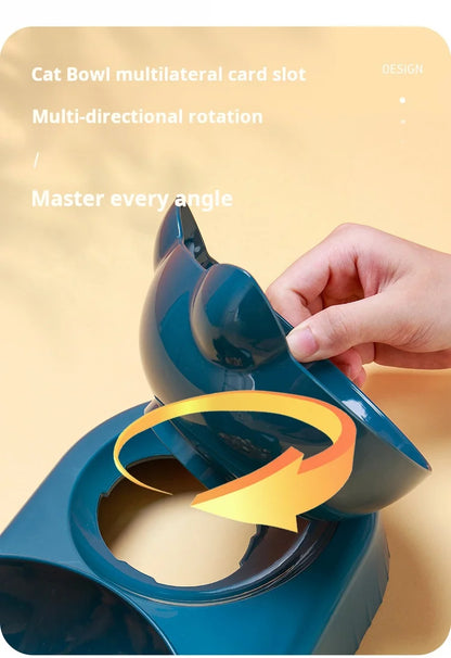 3-in-1 Tilted Pet Bowl Set with Water Feeder & Gravity Bottle for Neck Protection