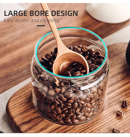 Vacuum Sealed Coffee Bean Storage Jar - Glass Food & Tea Fresh Storage Bottle for Kitchen
