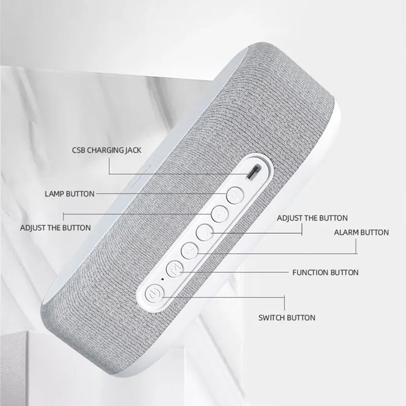 Wireless Charger Alarm Clock - 15W Fast Charging Dock with LED Light, Thermometer & Earphone Stand for iPhone & Samsung