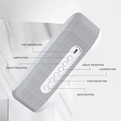 Wireless Charger Alarm Clock - 15W Fast Charging Dock with LED Light, Thermometer & Earphone Stand for iPhone & Samsung
