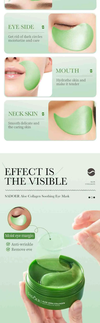 60PCS Aloe Vera Collagen Eye Masks - Anti-Dark Circles & Firming Eye Patches