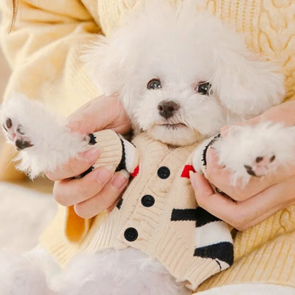 Luxury Striped Cardigan Sweater for Dogs – Warm Coat for Chihuahua, Bichon Frise & Puppies