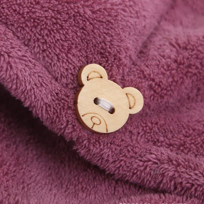 Embroidery Style Hair Drying Cap - Coral Fleece Thickened Towel, Quick Drying Shower Cap for Women