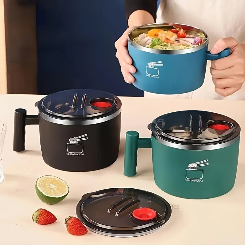 Ramen Bowl & Lunch Container 1000ml - Thai Soup Bowls with Phone Stand, Cereal Bowls for Home, Kitchen & Camping
