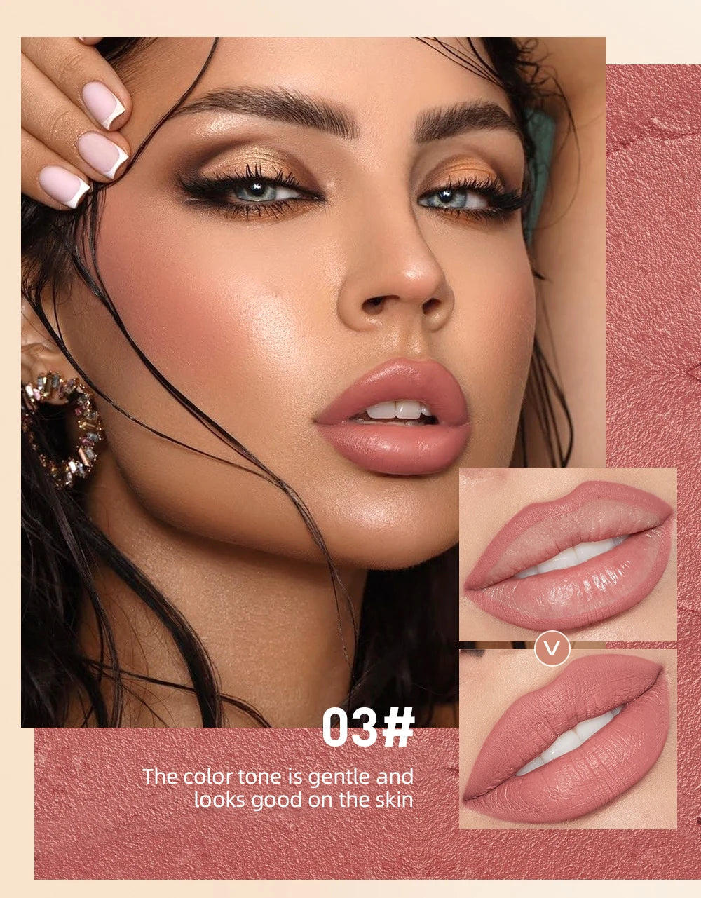 QIBEST 2PC Matte Velvet Lipstick & Lipliner Set - Long Lasting Red Lip Contour Pencil