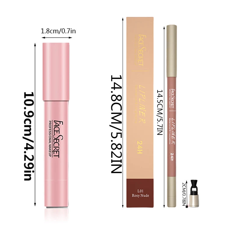 Matte Lipliner & Lipstick Set - Waterproof, Long-Lasting Soft Matte Lip Makeup for Women