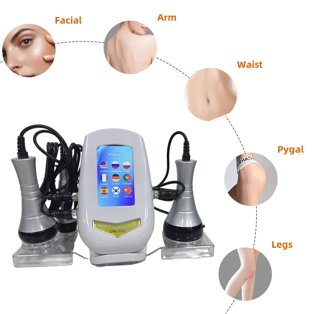 40K 3-in-1 Ultrasonic Body Shaping Instrument - Beauty Massage & Negative Pressure Slimming for Facial Care